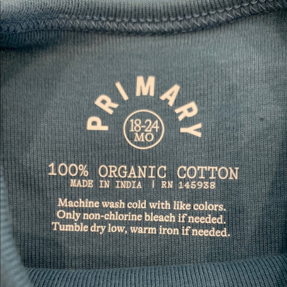 Primary Blue Long Sleeve Baby bodysuit - Picture 2 of 3